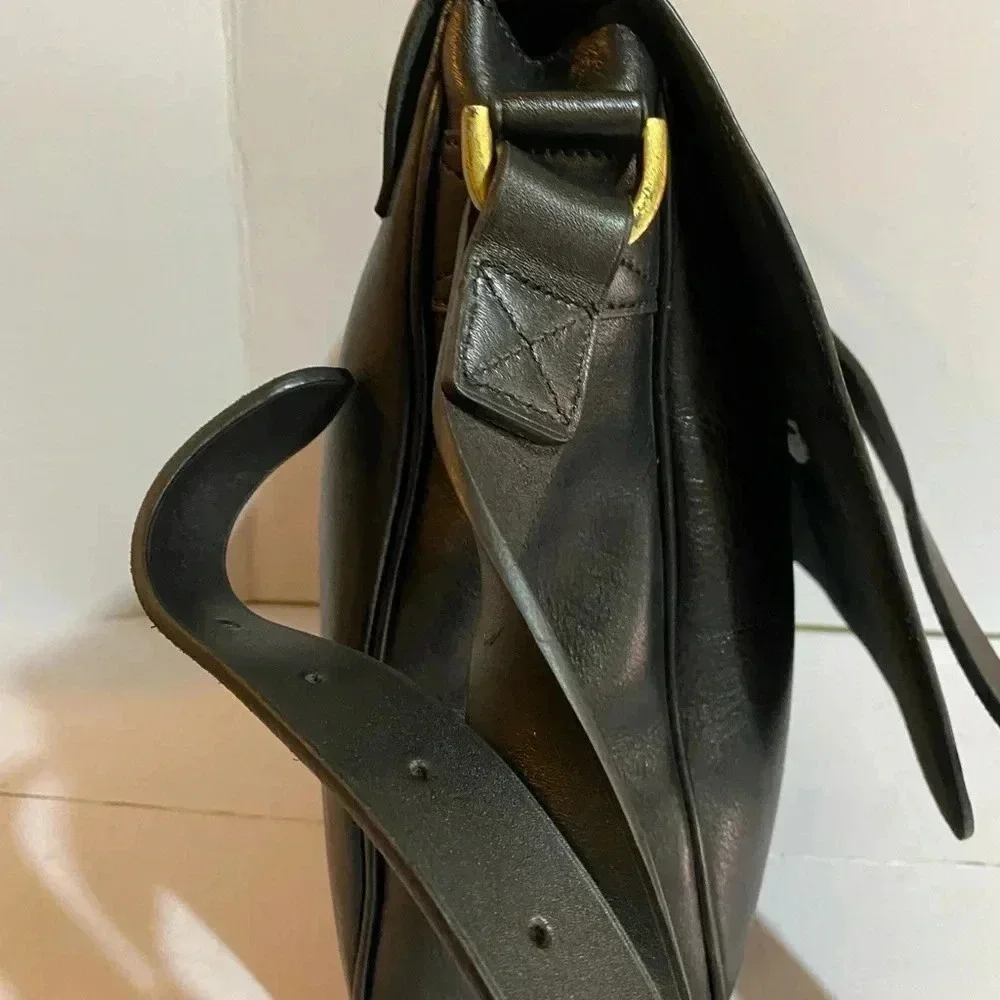 Mulberry   Vintage unisex crossbody black leather messenger bag